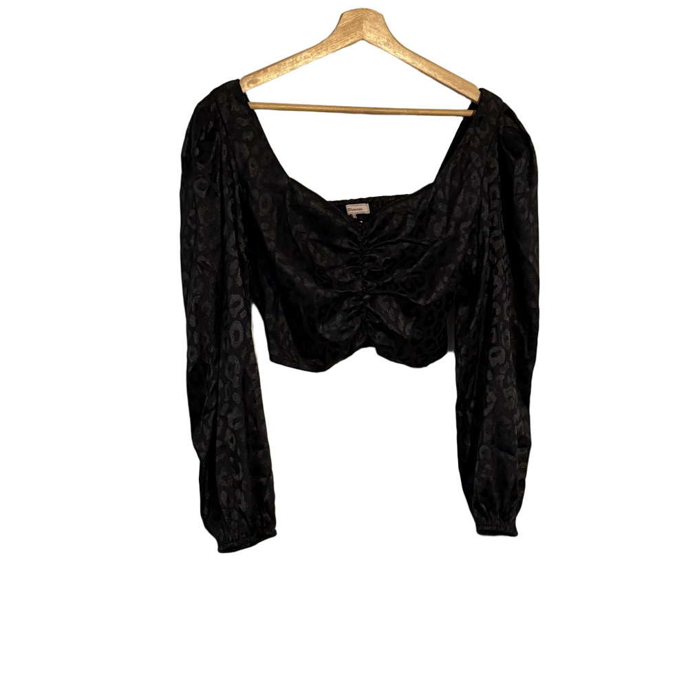 Y2K BCBGeneration Black Ruched patterned light weight satin babydoll top